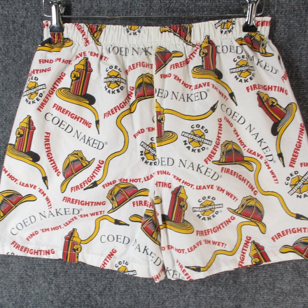 Vintage 80s COED NAKED SPORTSWEAR Shorts Mens Fireman Fighter Logo Boxers - Picture 2 of 8
